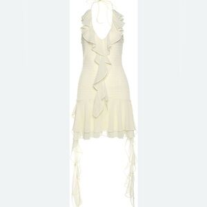 Elegant Cream Ruffled Dress XS